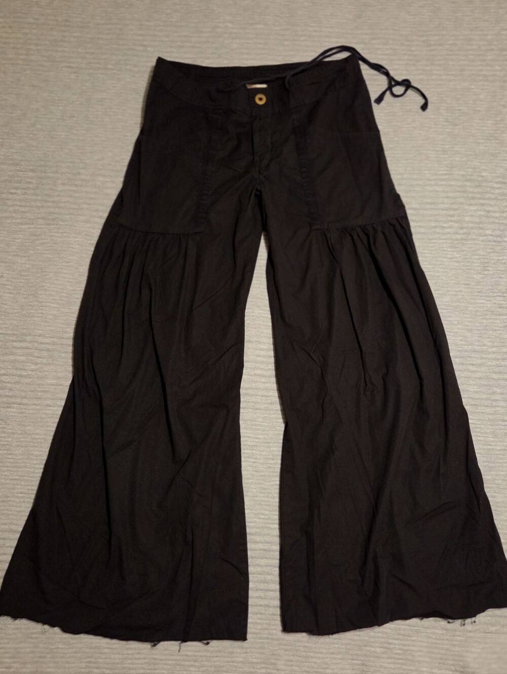 XCVI Palazzo Pants Black Wide Leg Ruched Tiered Side Casual Black Pants